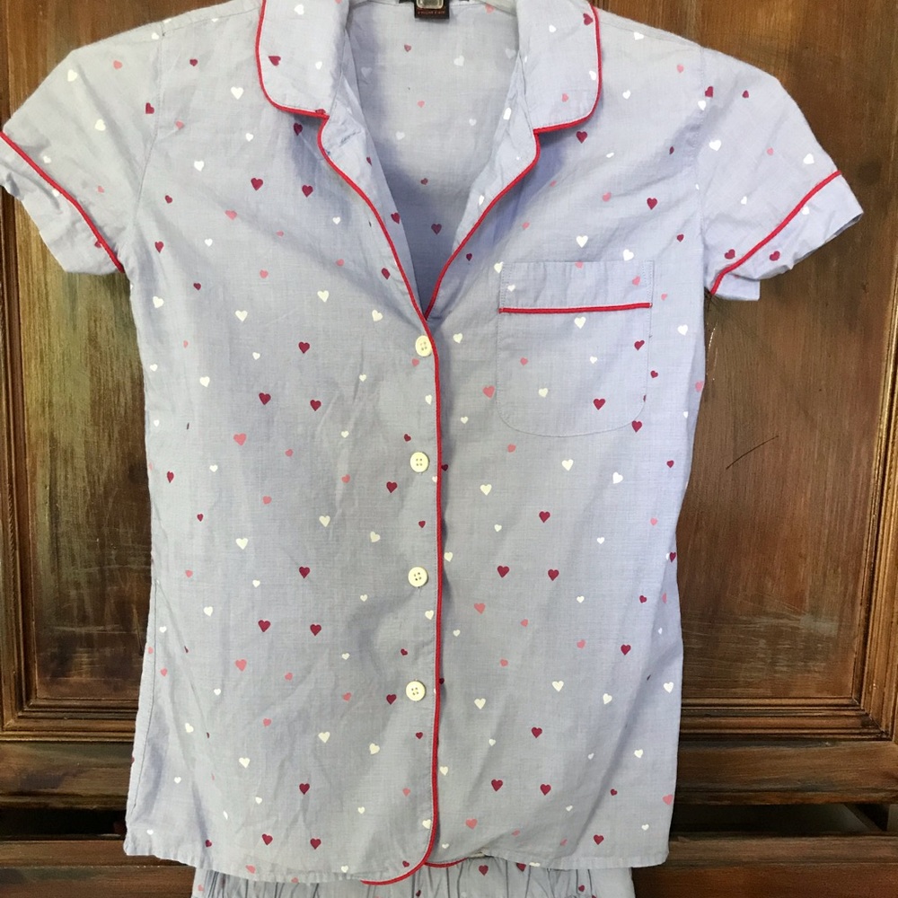 Collared heart pajama set